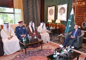 President Asif Ali Zardari in a meeting with Lieutenant General Shaikh Rashid bin Abdullah Al Khalifa, Minister for Interior of Bahrain