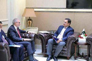 Federal Minister for Economic Affairs, Mr Ahad Khan Cheema, in a meeting with the Vice President of Islamic Development Bank, Dr Rami Ahmad, who along with his delegation, called on him, at Prime Minister's House.