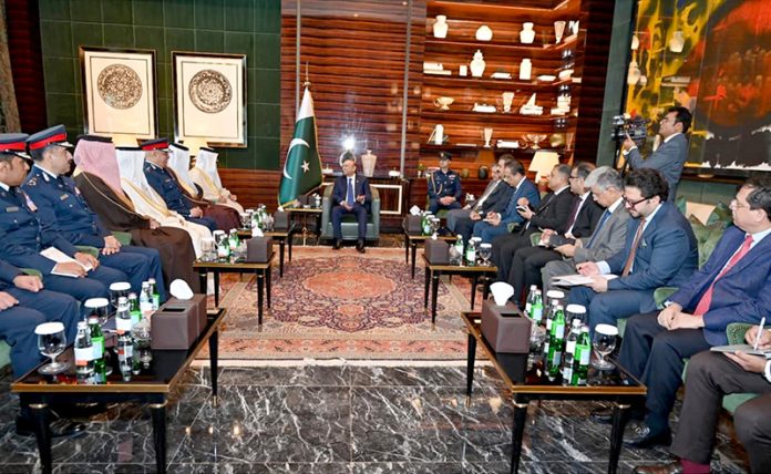 President Asif Ali Zardari in a meeting with Lieutenant General Shaikh Rashid bin Abdullah Al Khalifa, Minister for Interior of Bahrain