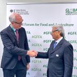 Federal Minister for National Food Security & Research Rana Tanveer Hussain in a meeting with Stefan Schmitz, Executive Director of Crop Trust, during GFFA 2026 in Berlin, focusing on cooperation in crop diversity, climate-resilient agriculture, and research collaboration