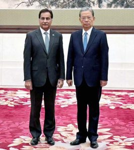 Speaker National Assembly Sardar Ayaz Sadiq met with Chairman of the Standing Committee of China's National People's Congress (NPC) Mr.Zhao Leji during their official visit.