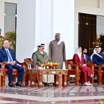 President Asif Ali Zardari and First Lady Bibi Aseefa Bhutto Zardari being shown the world-renowned Arabian horse collection by His Majesty King Hamad bin Isa Al Khalifa at the Royal Stud