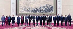 Pakistani Parliamentary delegation led by Speaker National Assembly Sardar Ayaz Sadiq in a meeting with Chairman of the Standing Committee of China's National People's Congress (NPC) Mr. Zhao Leji during their official visit.