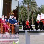 President Asif Ali Zardari and First Lady Bibi Aseefa Bhutto Zardari being shown the world-renowned Arabian horse collection by His Majesty King Hamad bin Isa Al Khalifa at the Royal Stud