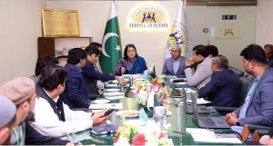 Chairperson BISP Senator Mrs. Rubina Khalid Chairing a meeting at Benazir Bhutto Shaheed Human Resource, Research and Development Board (BBSHRRDB) at Head Office