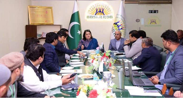 Chairperson BISP Senator Mrs. Rubina Khalid Chairing a meeting at Benazir Bhutto Shaheed Human Resource, Research and Development Board (BBSHRRDB) at Head Office