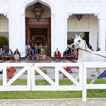 President Asif Ali Zardari and First Lady Bibi Aseefa Bhutto Zardari being shown the world-renowned Arabian horse collection by His Majesty King Hamad bin Isa Al Khalifa at the Royal Stud