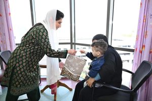 First Lady, Bibi Aseefa Bhutto Zardari visiting the Military Hospital Micro School at King Hamad University Hospital, where hospitalised children continue their education alongside medical care