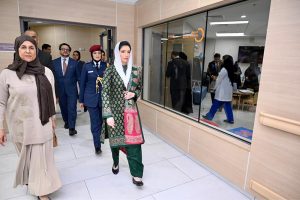 First Lady, Bibi Aseefa Bhutto Zardari visiting the Military Hospital Micro School at King Hamad University Hospital, where hospitalised children continue their education alongside medical care