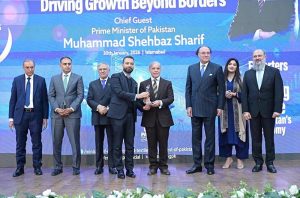Prime Minister Muhammad Shehbaz Sharif presents awards to leading exporters of the country