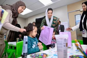 First Lady, Bibi Aseefa Bhutto Zardari visiting the Military Hospital Micro School at King Hamad University Hospital, where hospitalised children continue their education alongside medical care