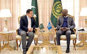 Minister for Economic Affairs, Mr Ahad Khan Cheema, in a meeting with World Bank Regional Vice President for the Middle East, North Africa, Afghanistan and Pakistan (MENAAP), Mr Ousmane Dione.