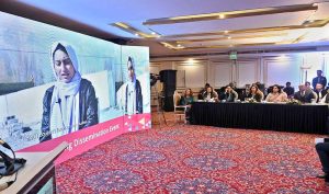 Chairperson BISP, Senator Rubina Khalid addressing the SOPRAN “Learning Dissemination Event”: Leveraging Pakistan's Social Protection Programs for Adolescent Girls’ Nutrition.