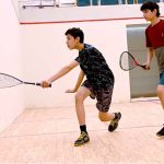 A view of final match playing between Malik Muhammad from Peshawar of Khyber Pakhtunkhawa and Shah Nawaz Butt from Lahore Punjab. Malik Muhammad won the final match during 1st Sargodha National Junior boys under 15 category Squash championship organized by Squash Association and Sports Department Sargodha at Squash Complex