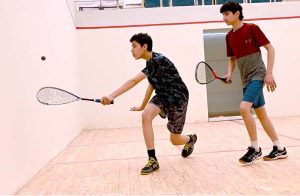 A view of final match playing between Malik Muhammad from Peshawar of Khyber Pakhtunkhawa and Shah Nawaz Butt from Lahore Punjab. Malik Muhammad won the final match during 1st Sargodha National Junior boys under 15 category Squash championship organized by Squash Association and Sports Department Sargodha at Squash Complex
