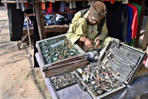A girl busy in shopping at I-9 weekly bazaar in the Federal Capital.