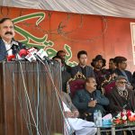 Federal Minister for Parliamentary affairs Dr. Tariq Fazal Chaudhry addresses a solidarity rally held from China-chowk to D-chowk on Kashmir Solidarity Day. Kashmir Solidarity Day is a national holiday observed in Pakistan on 5 February annually. It is observed to show Pakistan's support and unity with the people of Indian-Occupied Jammu and Kashmir and their efforts to secede from Indian occupation, and to pay homage to the Kashmiris who have died in the conflict.
