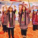 Students performing in tableau on the stage during Little Minds STEAM Expo 2026 organized by District Education Office (primary) Hyderabad at Government Girls Elementary Primary School Citizen Colony.