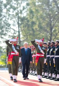President of Kazakhstan Kassym-Jomart Tokayev receives Guard of Honour at Prime Minister's House.