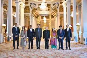 Pakistani Parliamentary Delegation led by Chairman Senate Of Pakistan, Syed Yousuf Raza Gilani in a group photo with his majesty Preah Bat Samdech Preah Boromneath Norodom Sihamoni, King Of Cambodia