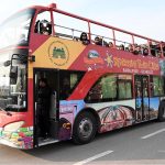 Visitors enjoy a double-decker bus ride during the two-day Pakistan Tourism, Sports & Family Festival at the Sports Complex in the Federal Capital
