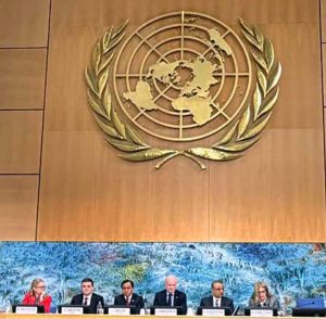 -Federal Minister for Communications Abdul Aleem Khan addresses the 88th session of the UNECE Inland Transport Committee in Geneva.