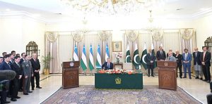 Prime Minister Muhammad Shehbaz Sharif addresses Joint Press Stakeout.