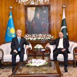 President Asif Ali Zardari holds a one-on-one meeting with President of the Republic of Kazakhstan, Kassym-Jomart Tokayev, at Aiwan-e-Sadr