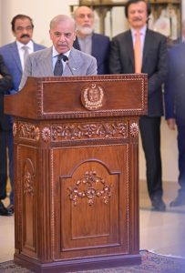 Prime Minister Muhammad Shehbaz Sharif addresses Joint Press Stakeout.