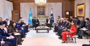 President Asif Ali Zardari and President of the Republic of Kazakhstan, Kassym-Jomart Tokayev, exchange views during delegation-level talks at Aiwan-e-Sadr