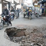 A huge dug-up pit on Temor Road at Loha Market poses a serious hazard to motorists and pedestrians, highlighting poor road maintenance and needs the attention of concerned authorities.