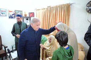 Prime Minister Muhammad Shehbaz Sharif visits the residence of Lt. Col. Shehzada Gull Faraz Shaheed and offers condolences to his family.