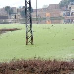 Stagnant sewerage water accumulated in an open space near Achkera on Narwala Road poses a serious dengue threat to local residents.