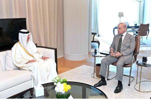 Minister of State for Foreign Trade of Qatar H.E. Dr. Ahmed bin Mohammed Al-Sayed calls on Prime Minister Muhammad Shehbaz Sharif.