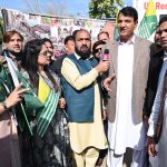 Federal Minister for Kashmir Affairs and Gilgit-Baltistan & States and Frontier Regions (SAFRON), Engr. Amir Muqam talking to media personnel during a solidarity rally from China-chowk to D-chowk on Kashmir Solidarity Day. Kashmir Solidarity Day is a national holiday observed in Pakistan on 5 February annually. It is observed to show Pakistan's support and unity with the people of Indian-Occupied Jammu and Kashmir and their efforts to secede from Indian occupation, and to pay homage to the Kashmiris who have died in the conflict.
