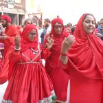 Devotees performing dhamal at the shrine of Lal Shahbaz Qalandar on last day of 774th Urs celebration