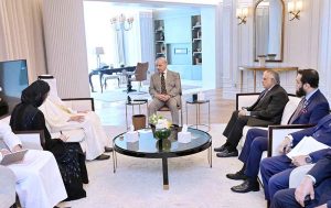 Minister of State for Foreign Trade of Qatar H.E. Dr. Ahmed bin Mohammed Al-Sayed calls on Prime Minister Muhammad Shehbaz Sharif.