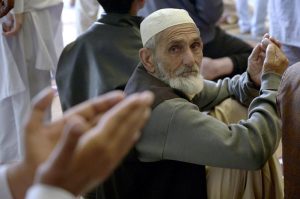 Faithful offer the second Jumma prayers during the holy month of Ramazan at Jamia Mosque Faiz-ul-Quran in Iqbal Colony.