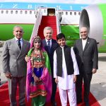 President Asif Ali Zardari and Prime Minister Muhammad Shehbaz Sharif receive Mirziyoyev Shavkat Miromonovich, President of the Republic of Uzbekistan, upon his arrival on an official visit to Pakistan at Noor Khan Airbase.