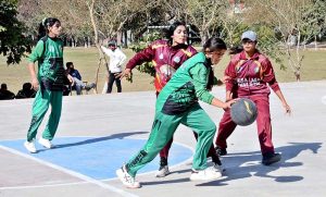 A view of the semifinal basketball match between Faisalabad Division and Sargodha Division during the Chief Minister Punjab Championship Basketball Tournament 2025–26 at the BISE Ground.