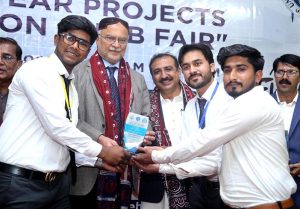 Federal Minister for Planning, Development and Special Initiatives Ahsan Iqbal addresses students at the Shaheed Mohtarma Benazir Bhutto Chair & Convention Centre, University of Sindh.