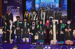 - Federal Minister of State for Education and Professional Training Wajiha Qamar distributing doctorate degrees among students during the convocation ceremony at Bahauddin Zakariya University.