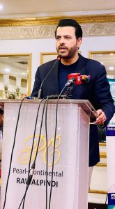 Parliamentary Secretary for Information & Broadcasting, Barrister Danyal Chaudhry, addressing the District Administration and District Health Officials at the "Celebration of Success" event in Rawalpindi.