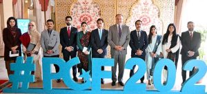Speaker National Assembly Sardar Ayaz Sadiq in a group photo with participants of Pakistan Governance Forum 2026.