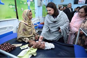 Chairperson BISP, Ms. Rubina Khalid, inaugurates the Benazir Nashonuma Facilitation Centre for people at Molvi Ameer Shah Hospital.