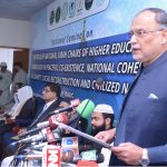 Federal Minister for Planning Mr Ahsan Iqbal addressing the closing session of “National Seminar on the Role of National at Nisar Fatima Institute for Seerah and Women Studies (NFISW), at Johar Town