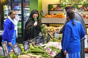 Customers busy shopping at a supermarket ahead of the holy month of Ramadan.