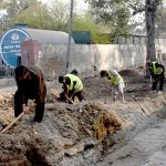 Workers busy with repair and maintenance work in the provincial capital.