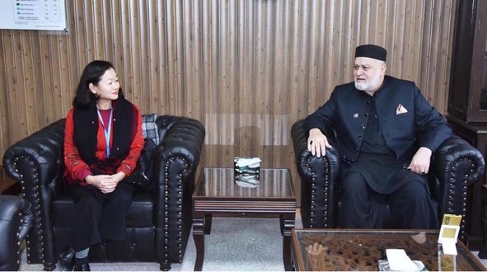 Federal Minister for Poverty Alleviation and Social Safety, Syed Imran Ahmad Shah, meets Country Director of the United Nations World Food Programme (WFP), Ms. Coco Ushiyama, in Islamabad