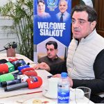 Provincial Minister for Housing and Urban Development, Punjab, Bilal Yasin talks to media representatives at the Deputy Commissioner’s Office.